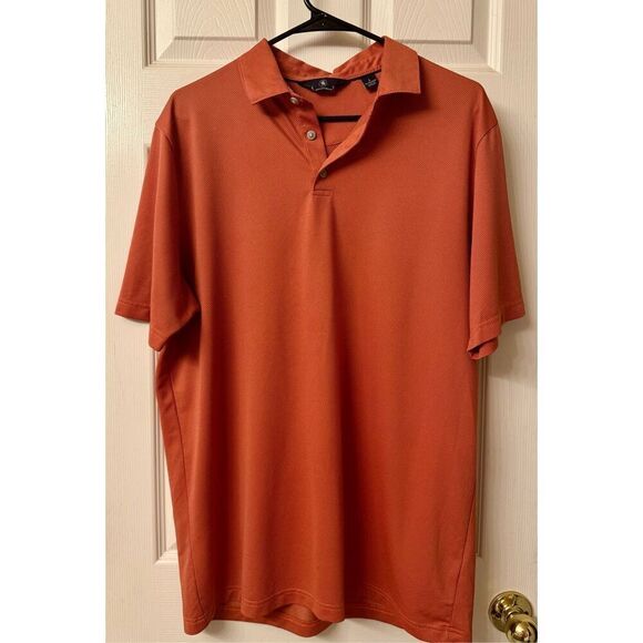 Hart Schaffner Marx Luxury Performance Short Sleeve Spice Orange Polo Shirt L - Picture 1 of 8